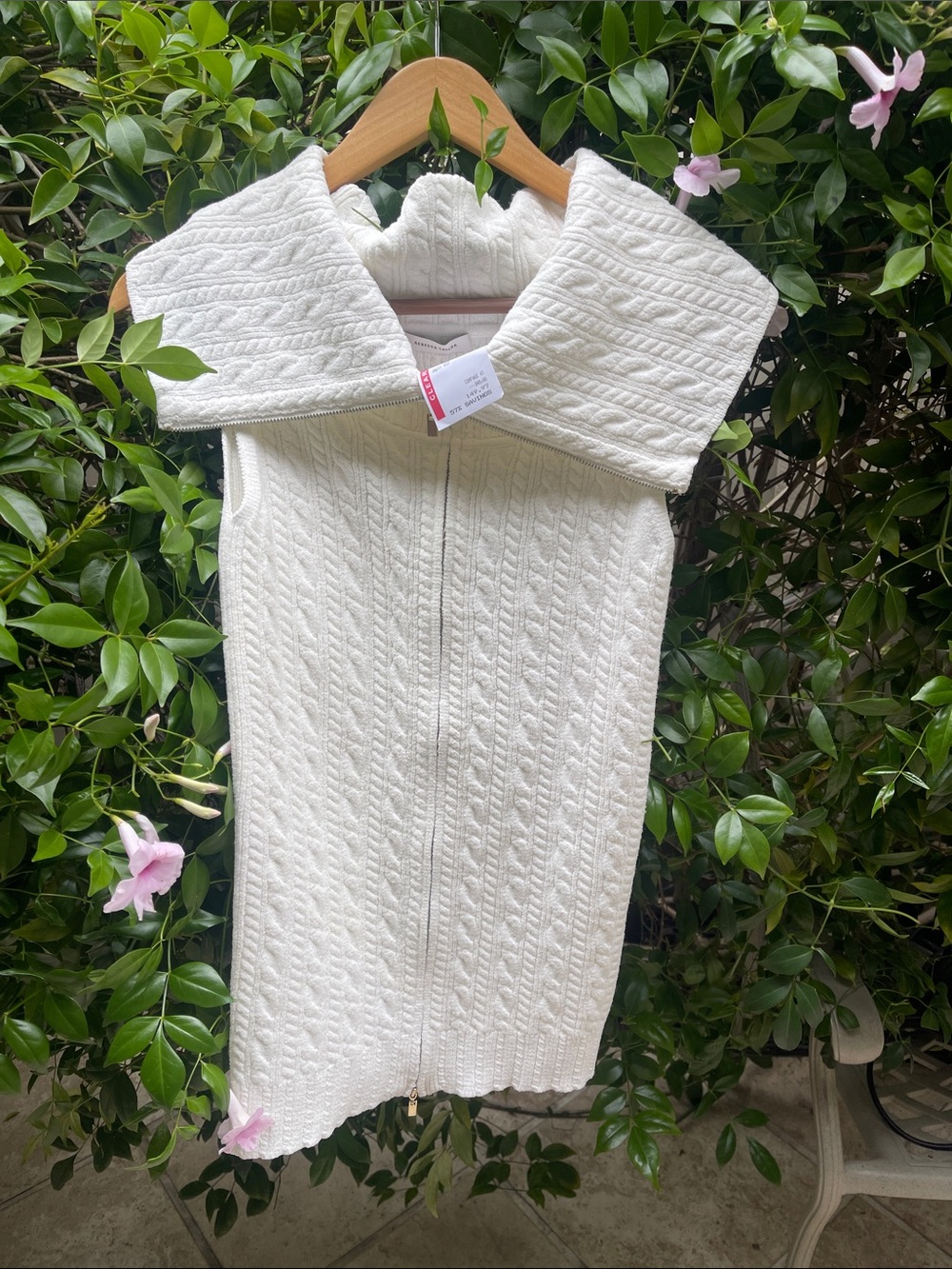 Rebecca Taylor Chalk Cable Knit Zip Vest